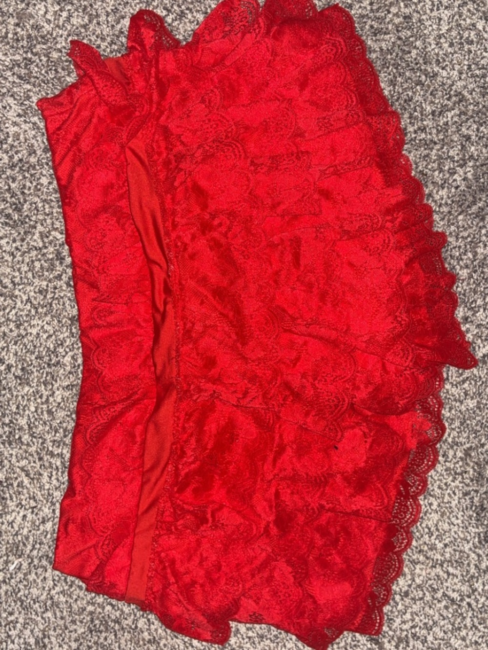 SHEIN Red Lace Ruffle Boyshorts